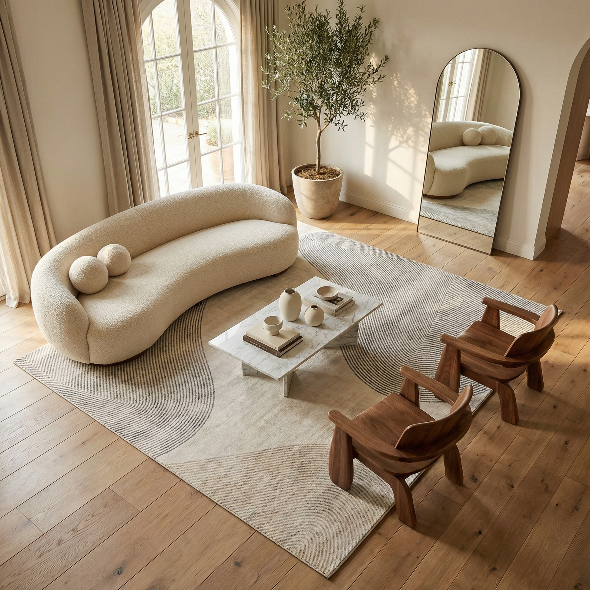 Evara Abstract Contemporary Beige and Brown Indoor Rug-3