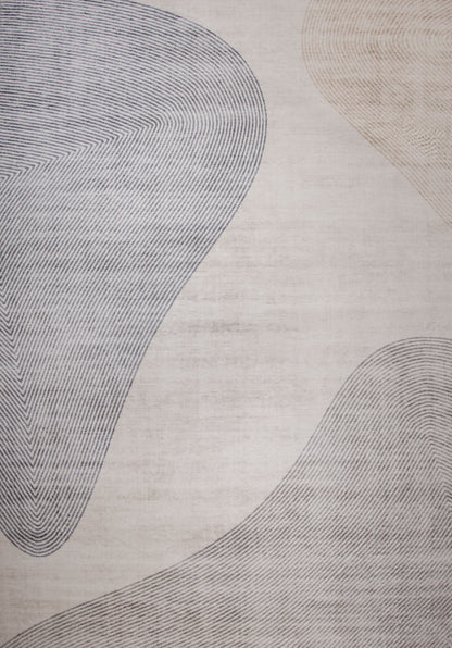 Tapis beige géométrique abstrait Eclipse