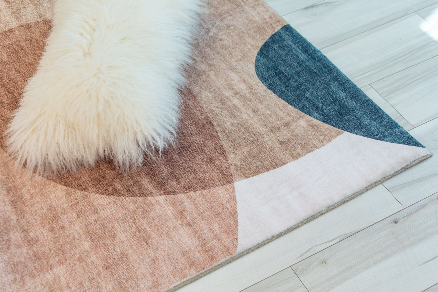 Tapis crème géométrique abstrait Eclipse