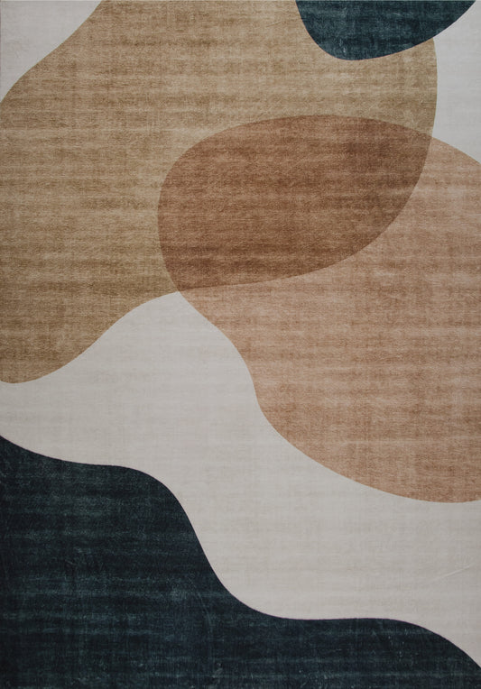 Calma Abstract Contemporary Cream and Green Indoor Rug