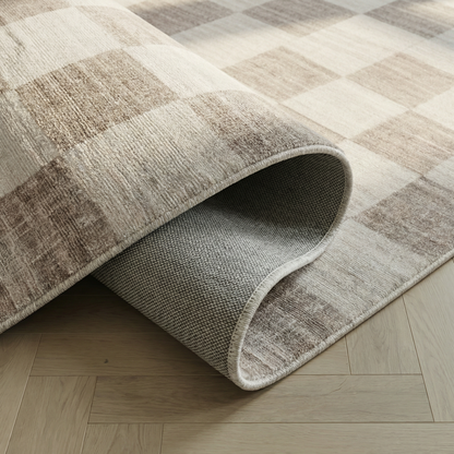 Emil Checkered Contemporary Beige and Brown Indoor Rug-6