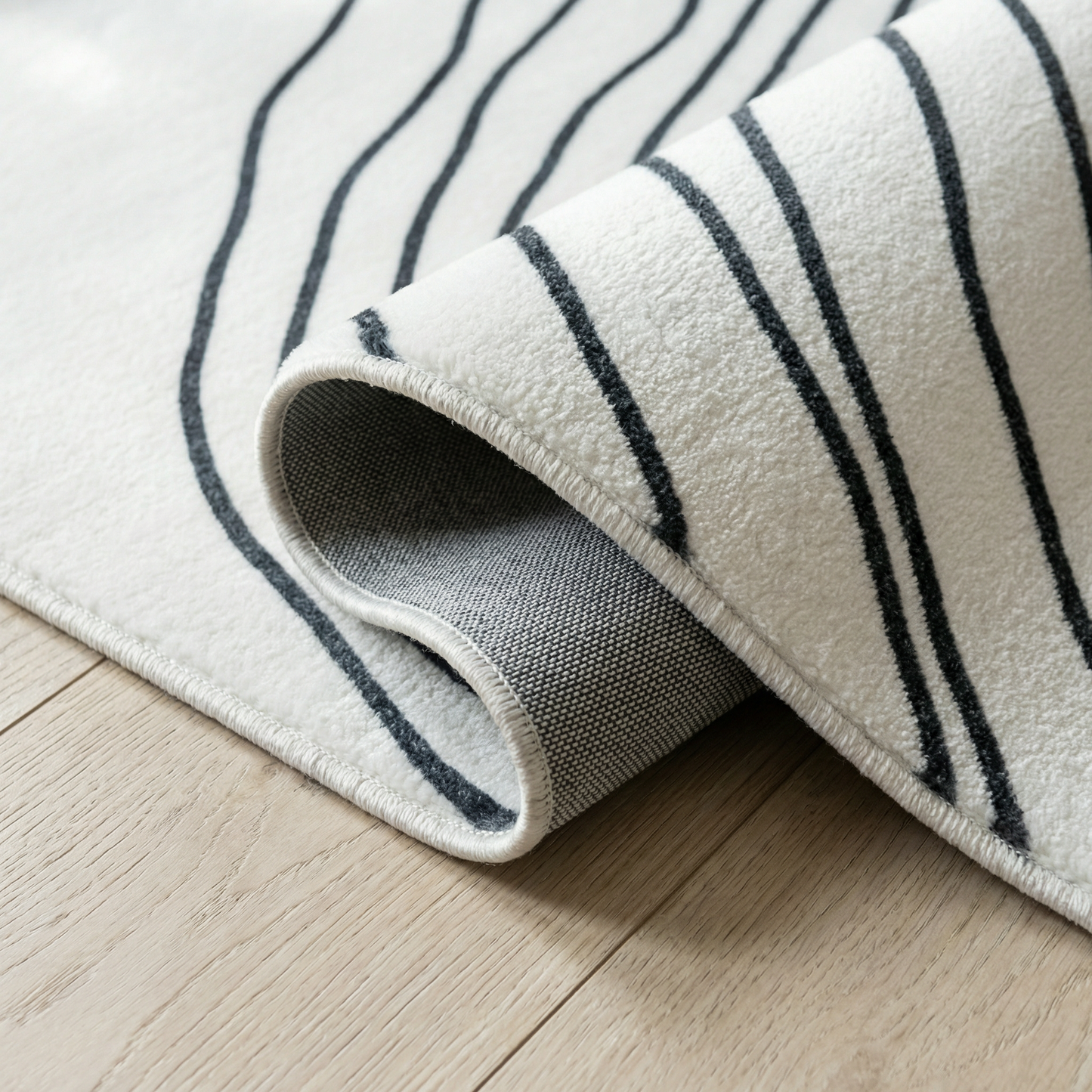 Nami Abstract Line Contemporary White and Black Indoor Rug-6
