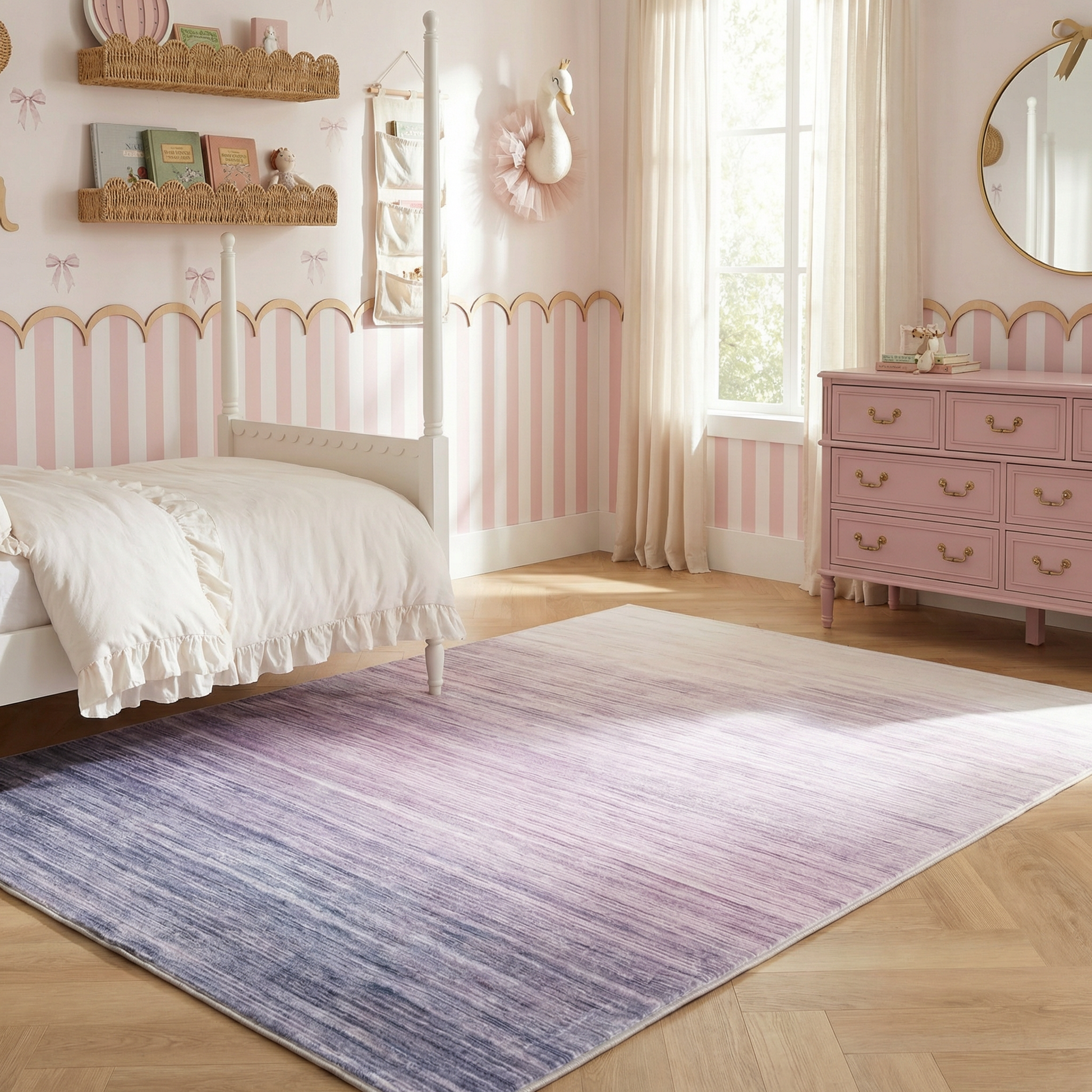 Soren Ombre Modern Purple and Cream Indoor Rug-3