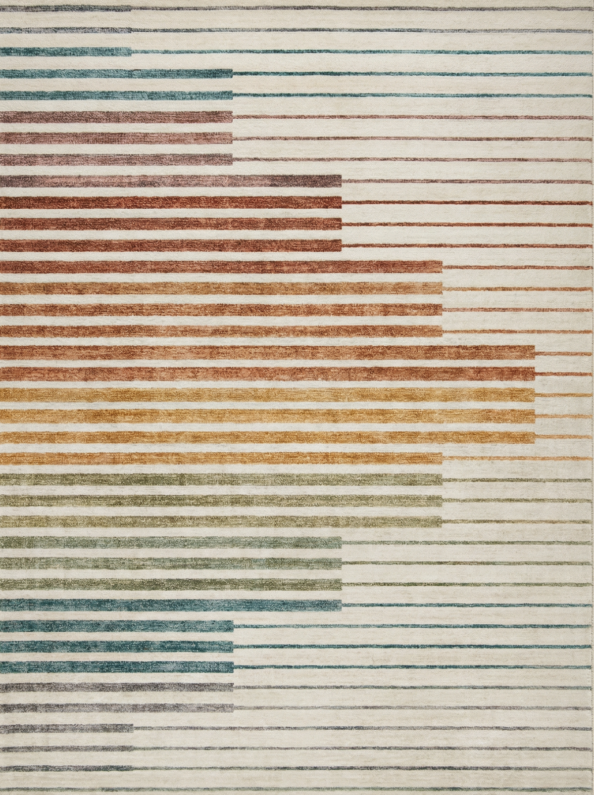 Elias Abstract Striped Contemporary White and Beige Indoor Rug
