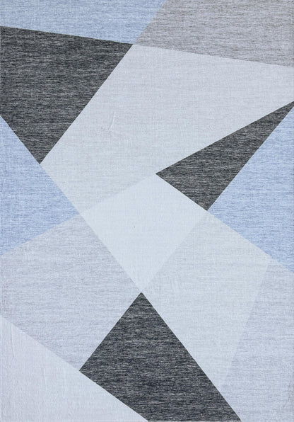 Luca Abstract Mid-Century Modern Blue and Grey Indoor Rug-1