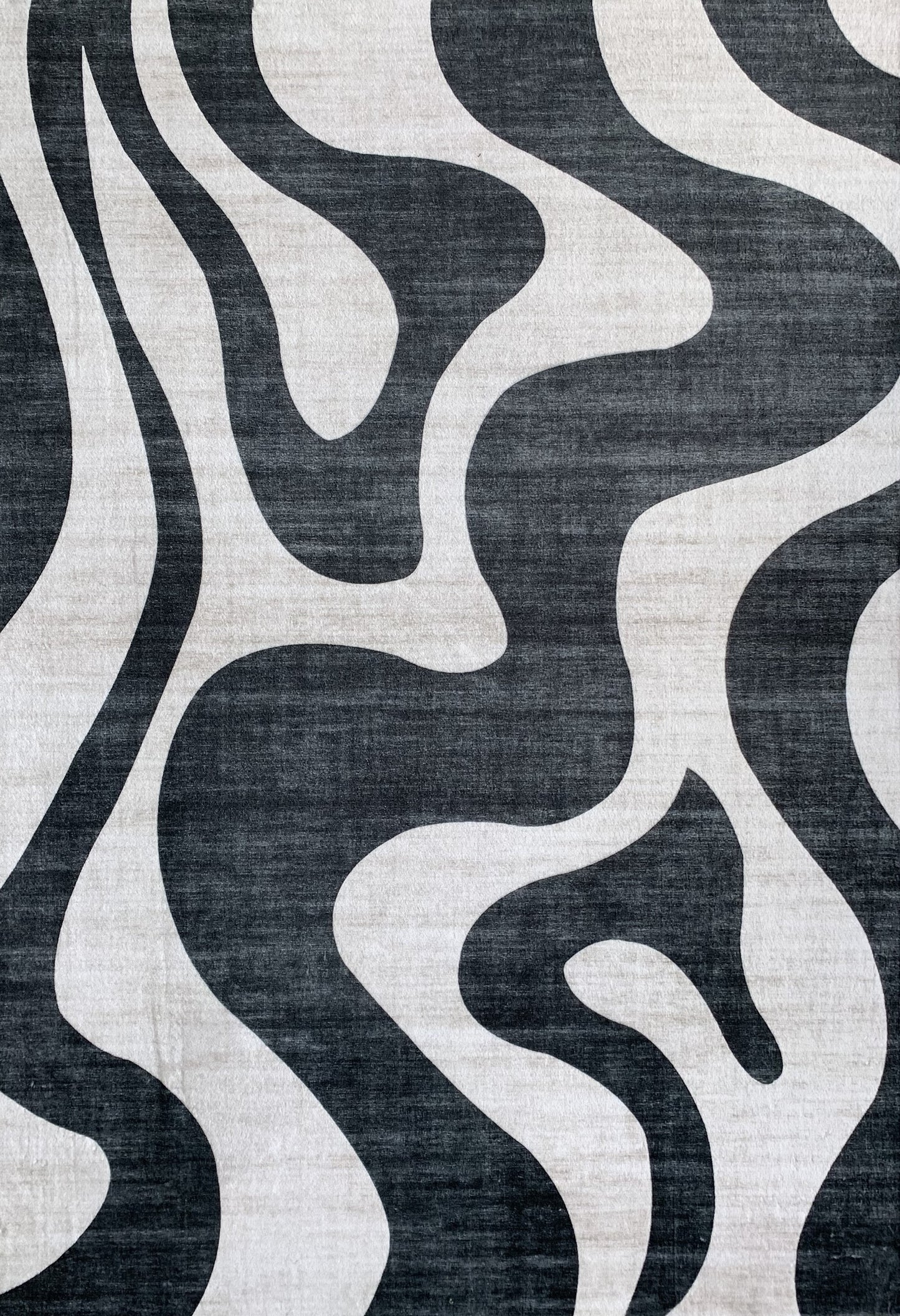 Tapis noir minimaliste à imprimé zèbre abstrait Eclipse