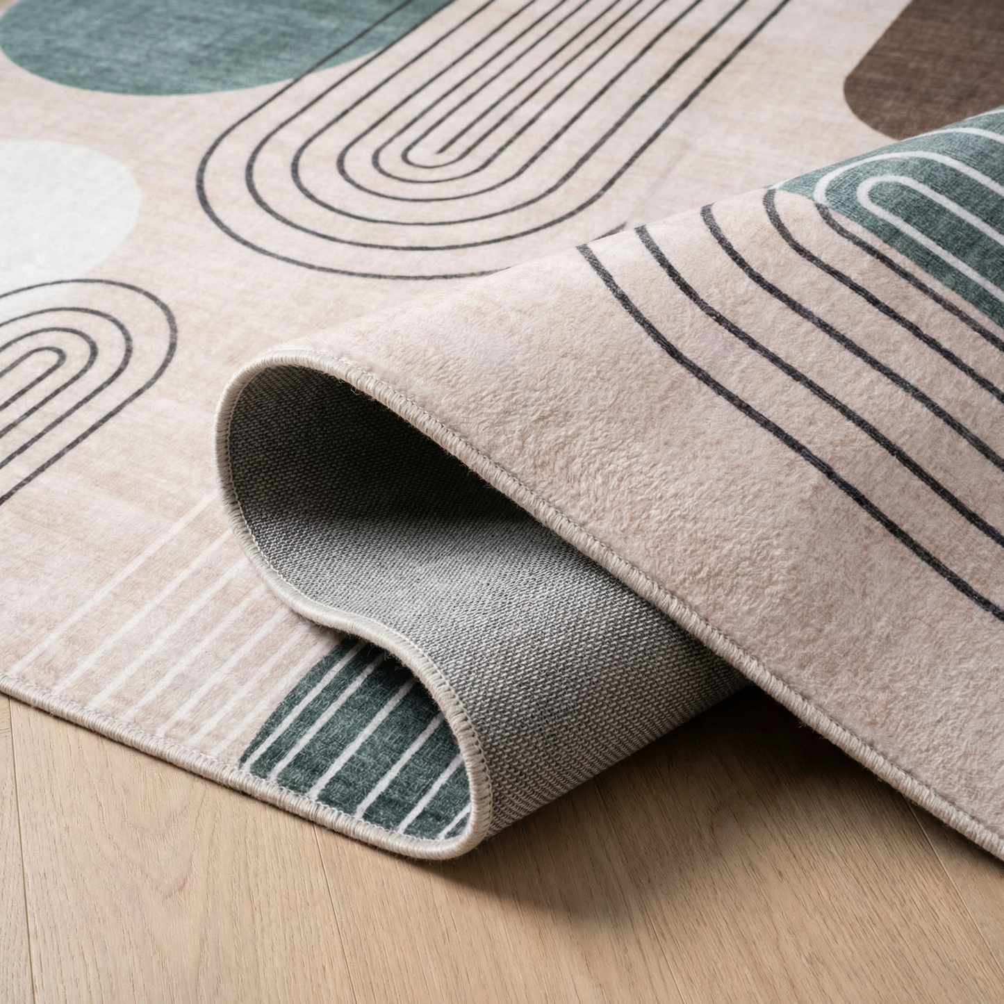 Arlo Abstract Mid-Century Modern Beige and Green Indoor Rug