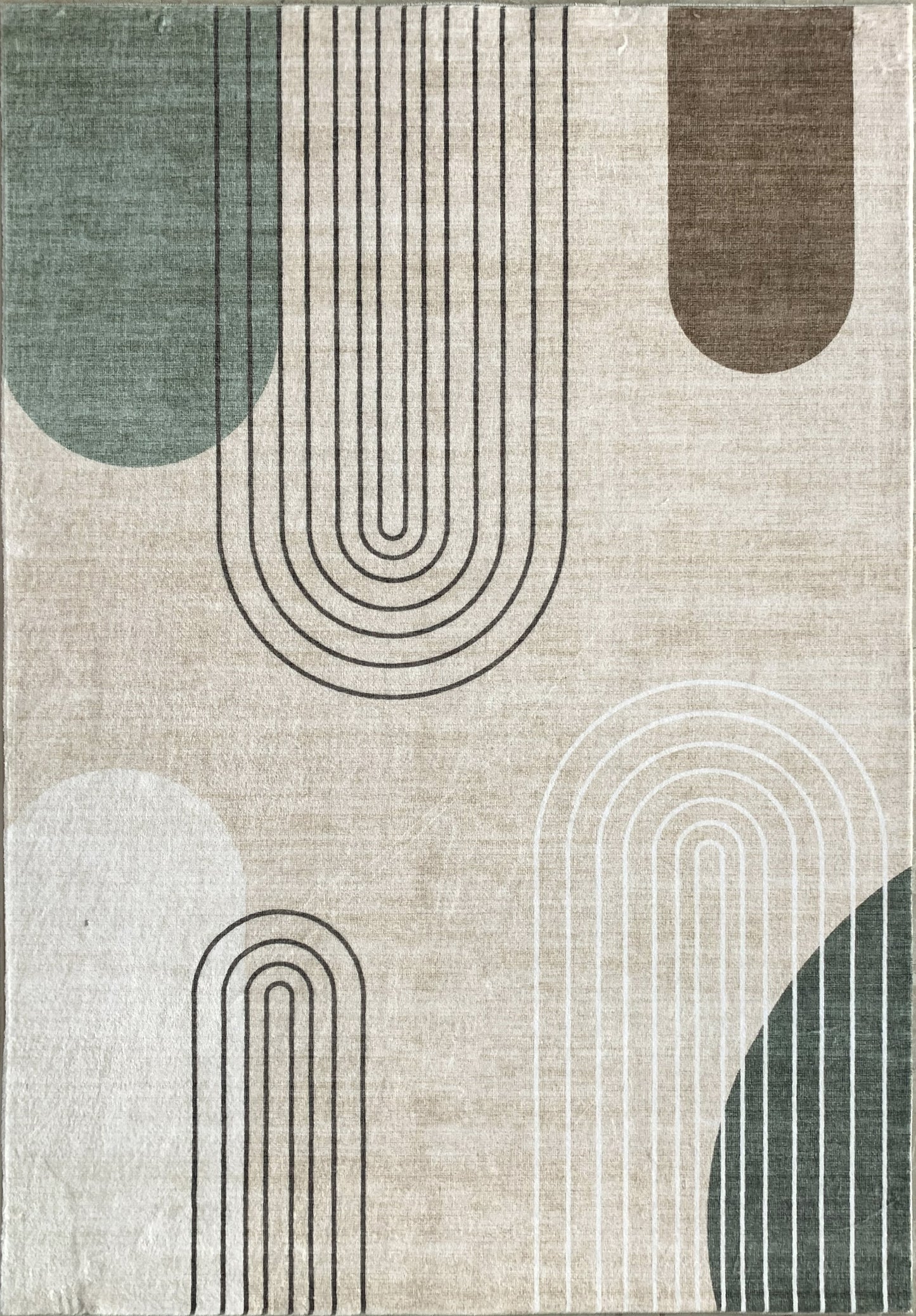 Arlo Abstract Mid-Century Modern Beige and Green Indoor Rug