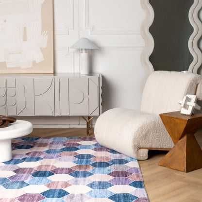 Tapis violet géométrique à carreaux Eclipse