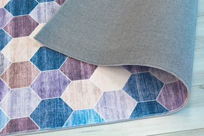 Tapis violet géométrique à carreaux Eclipse