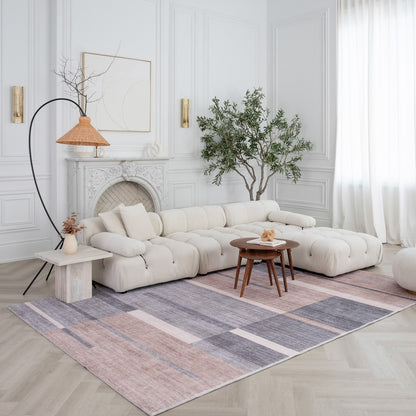 Tapis marron géométrique moderne du milieu du siècle Eclipse
