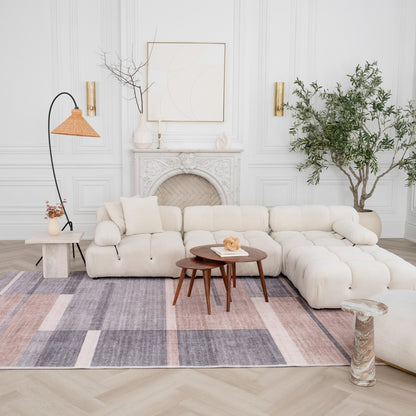 Tapis marron géométrique moderne du milieu du siècle Eclipse