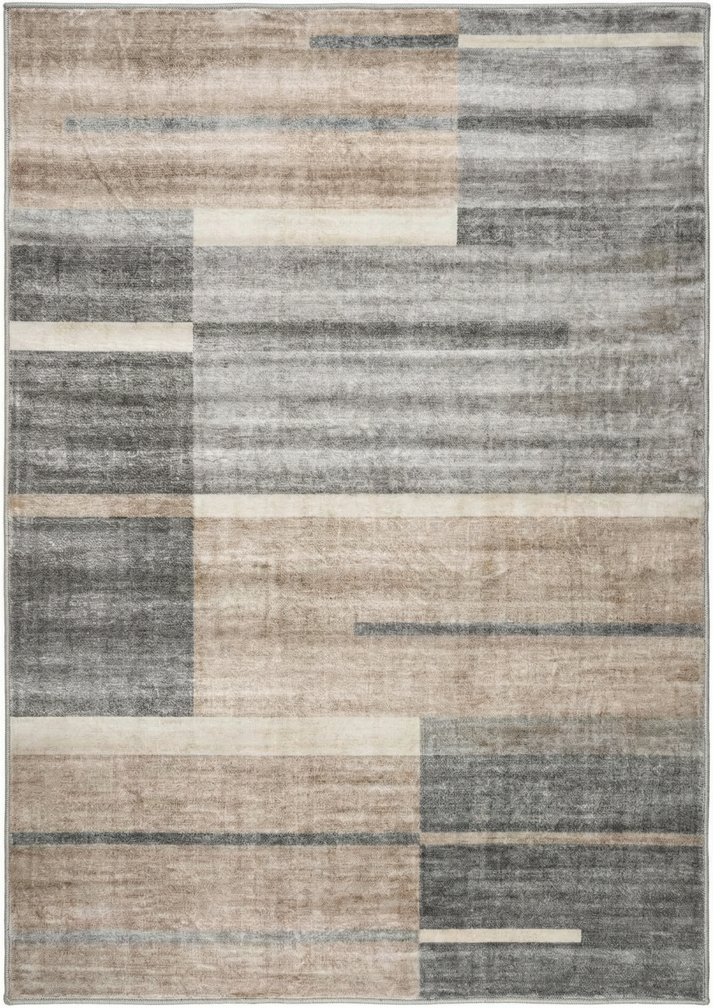 Milan Geometric Contemporary Brown and Grey Indoor Rug-1