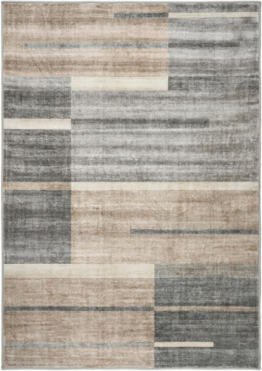 Milan Geometric Contemporary Brown and Grey Indoor Rug-1