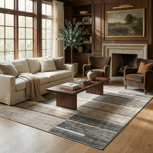 Milan Geometric Contemporary Brown and Grey Indoor Rug-2