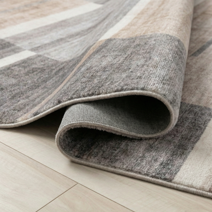 Milan Geometric Contemporary Brown and Grey Indoor Rug-6