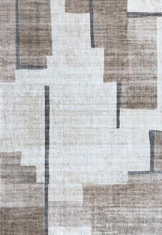 Miles Geometric Contemporary Beige and Brown Indoor Rug-1