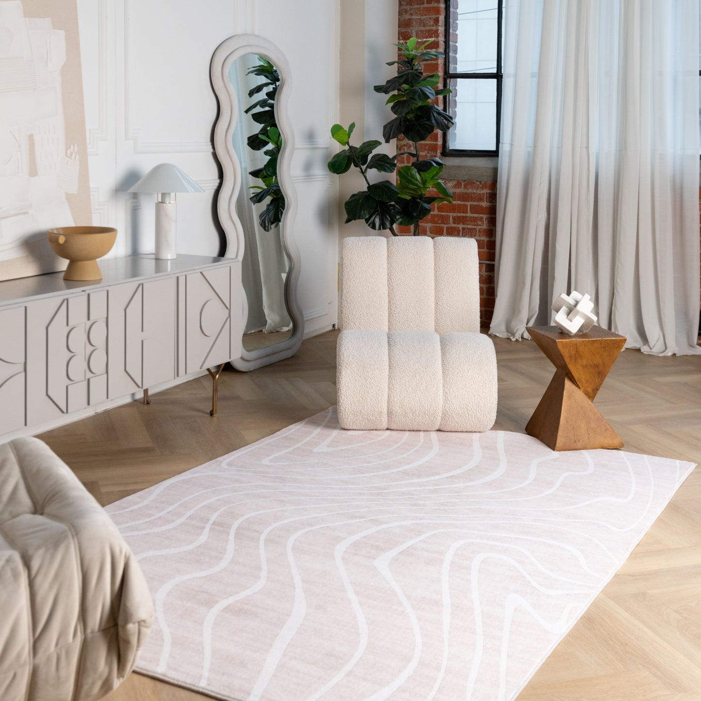 Tapis beige abstrait moderne Eclipse