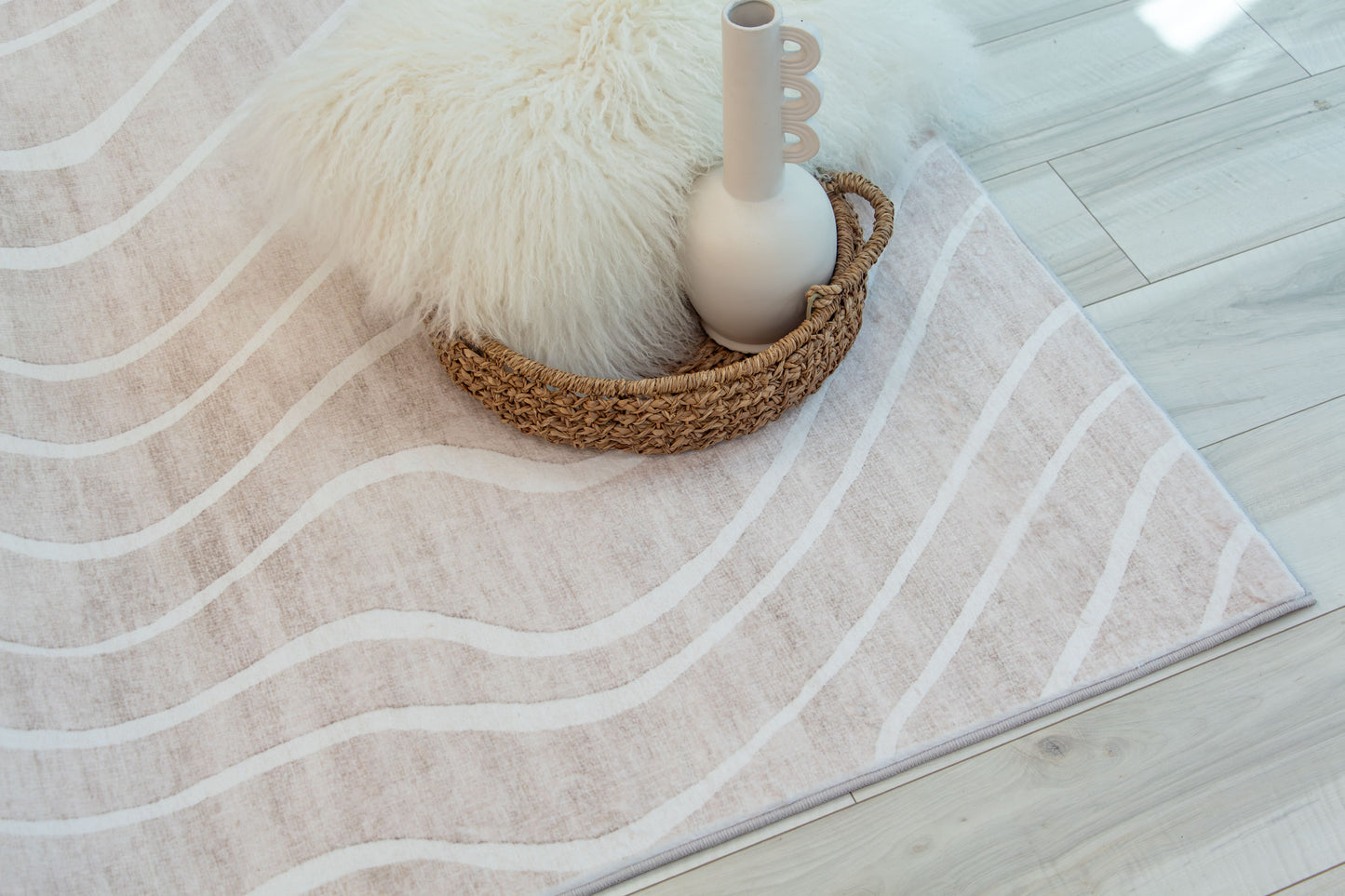 Tapis beige abstrait moderne Eclipse