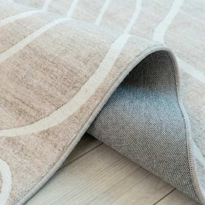 Evan Abstract Line Contemporary Beige and Cream Indoor Rug-7
