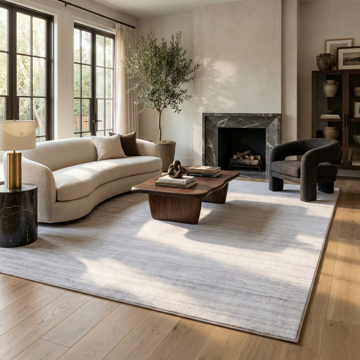 Elena Abstract Contemporary Beige and Purple Indoor Rug
