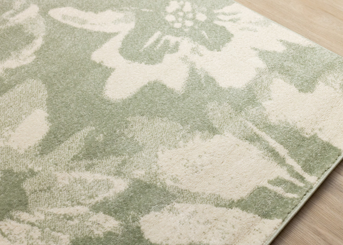 Contemporary Botanical Green Area Rug