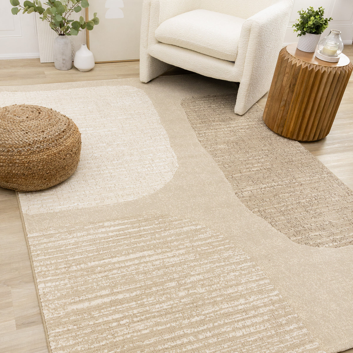 Art Distressed Beige Area Rug