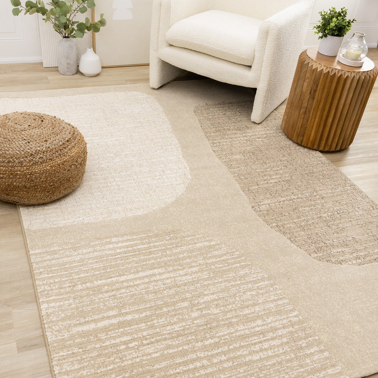 Art Distressed Beige Area Rug