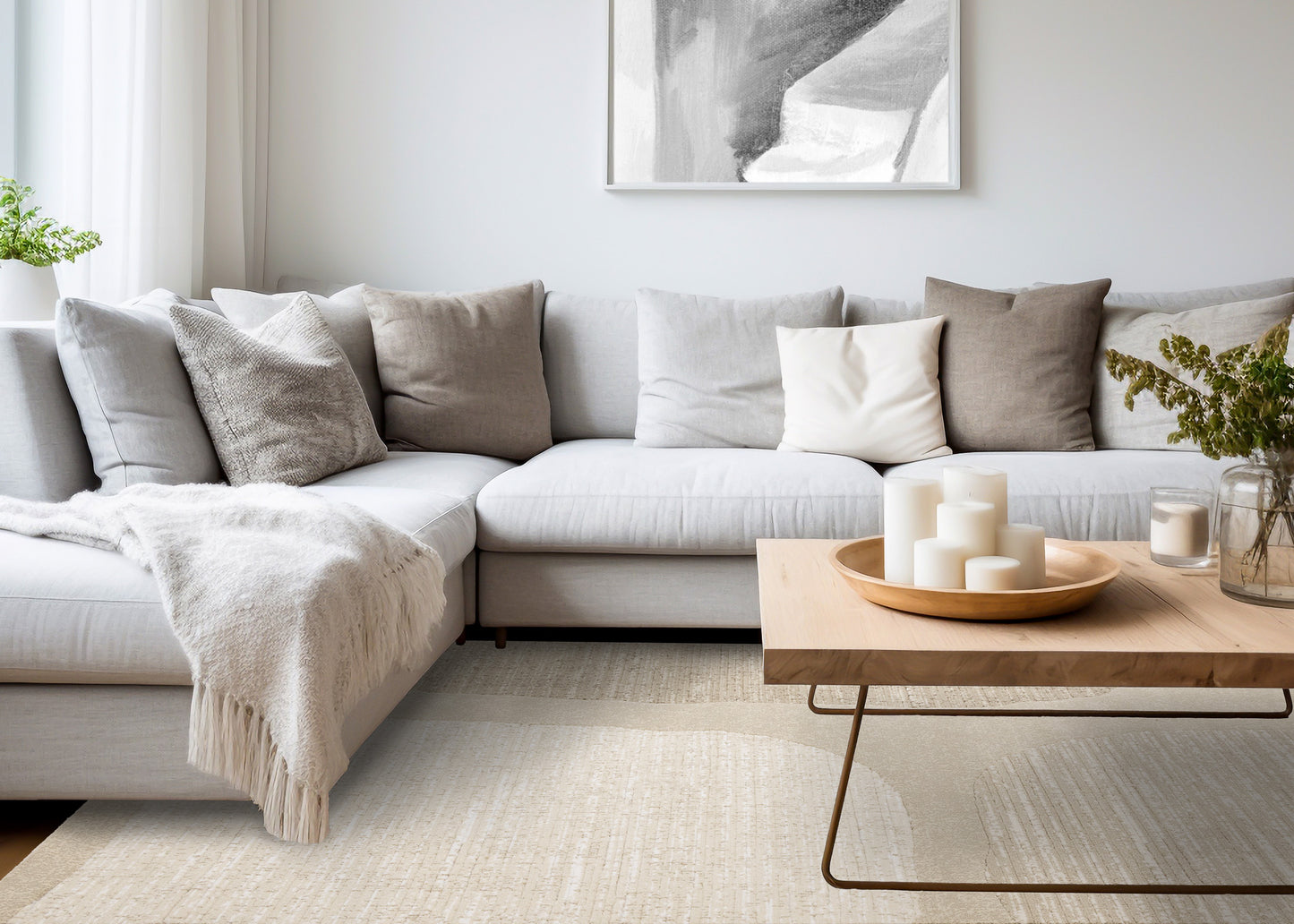Art Distressed Beige Area Rug