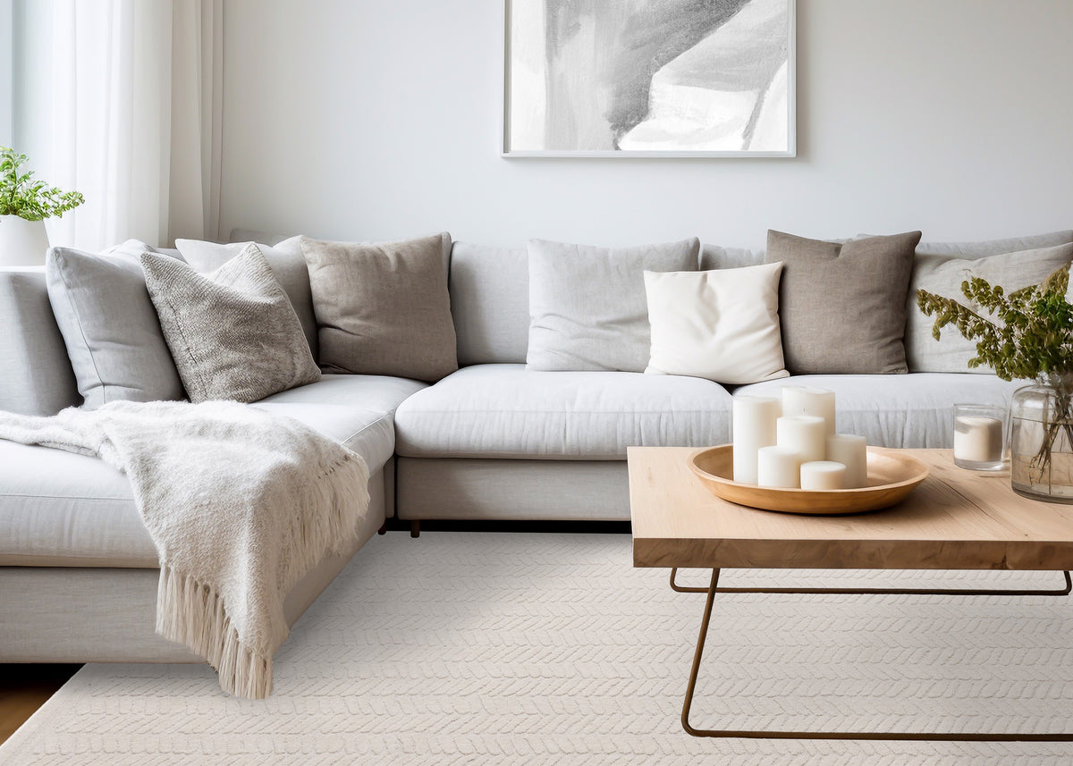 Modern Chevron Beige Area Rug