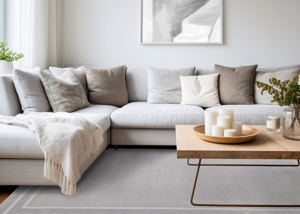 Contemporary Border Grey Area Rug