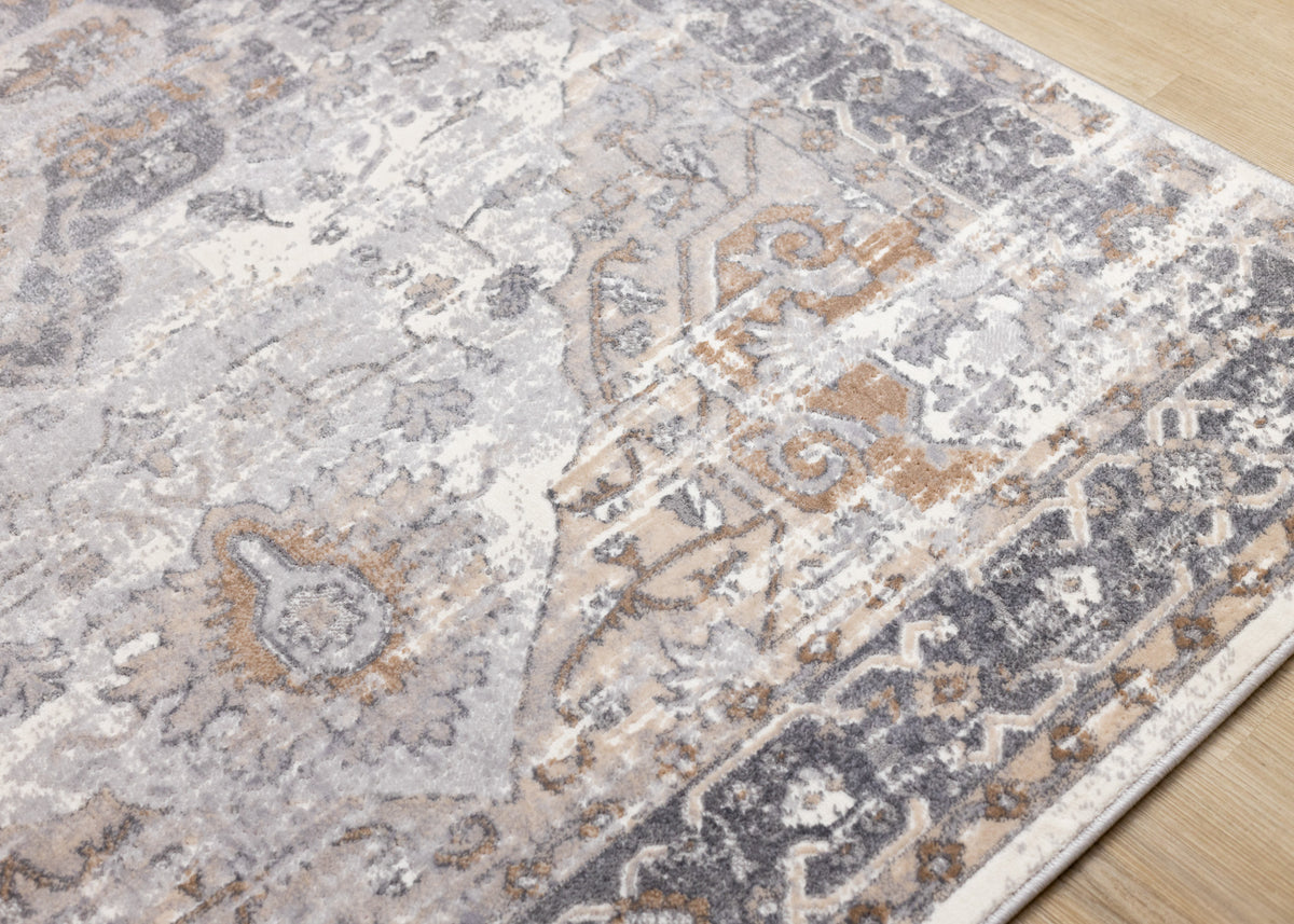 Traditional Border Grey Area Rug