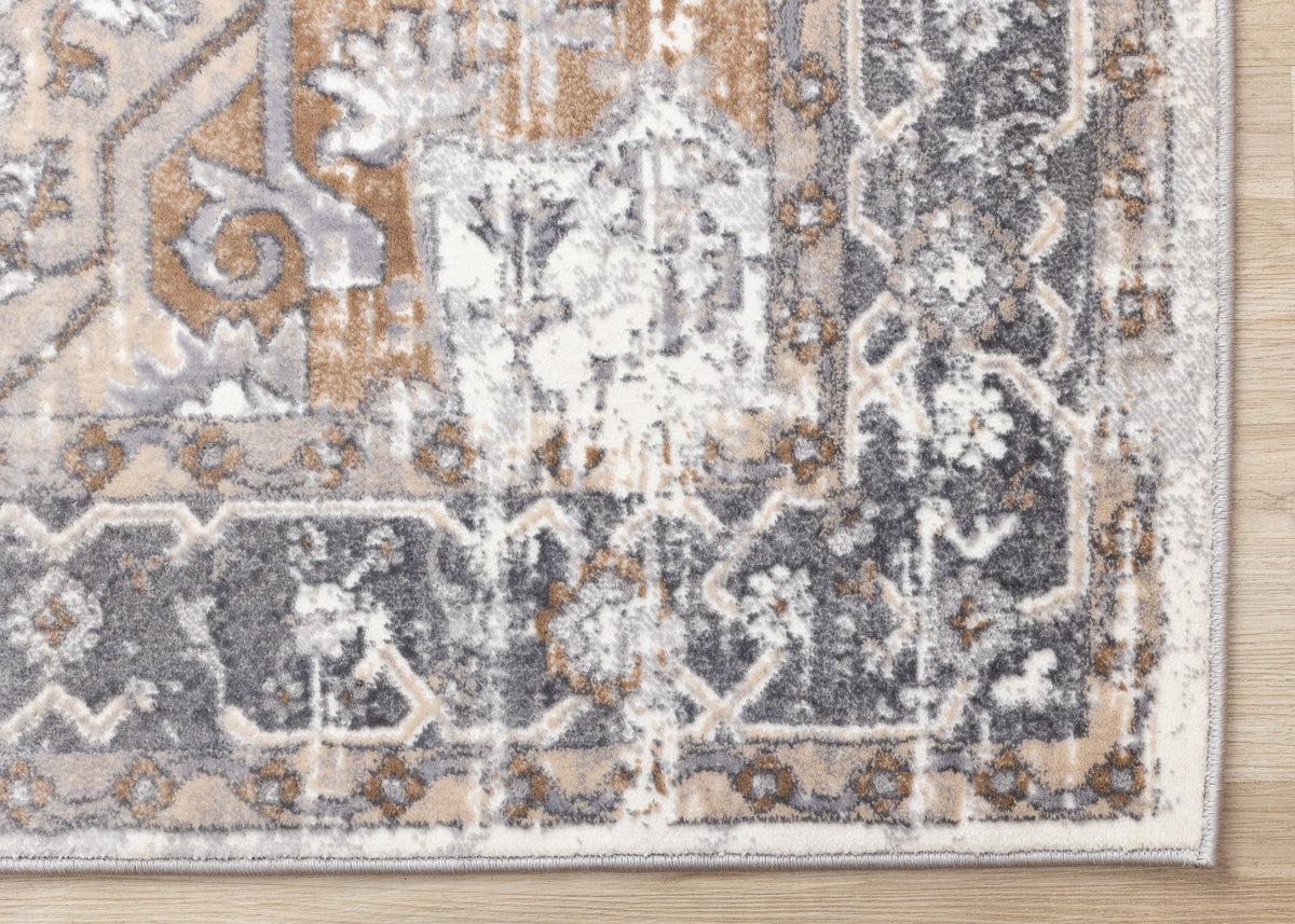 Traditional Border Grey Area Rug