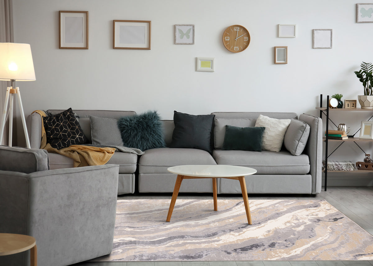 Contemporary Organic Taupe Area Rug