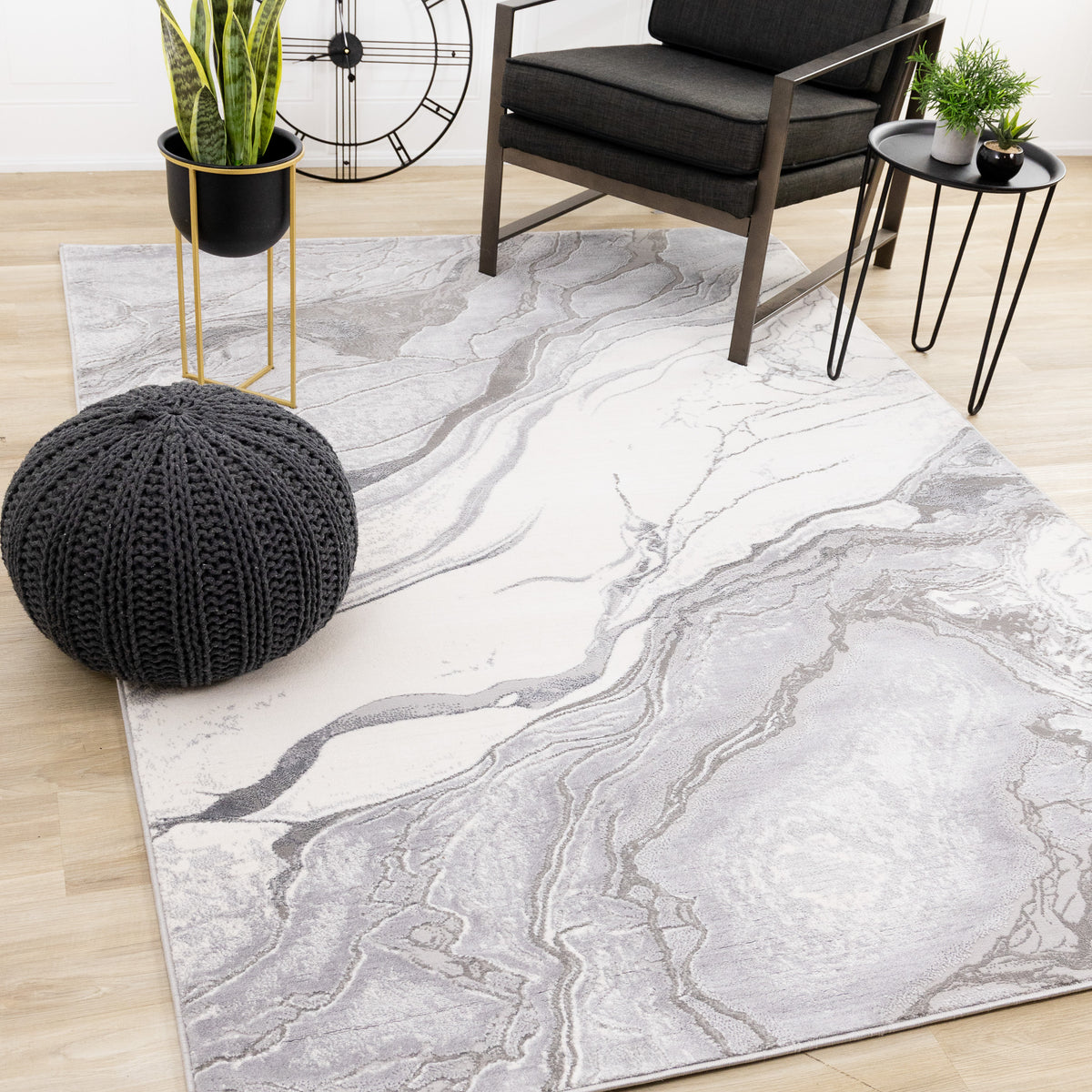 Contemporary Organic Grey Area Rug