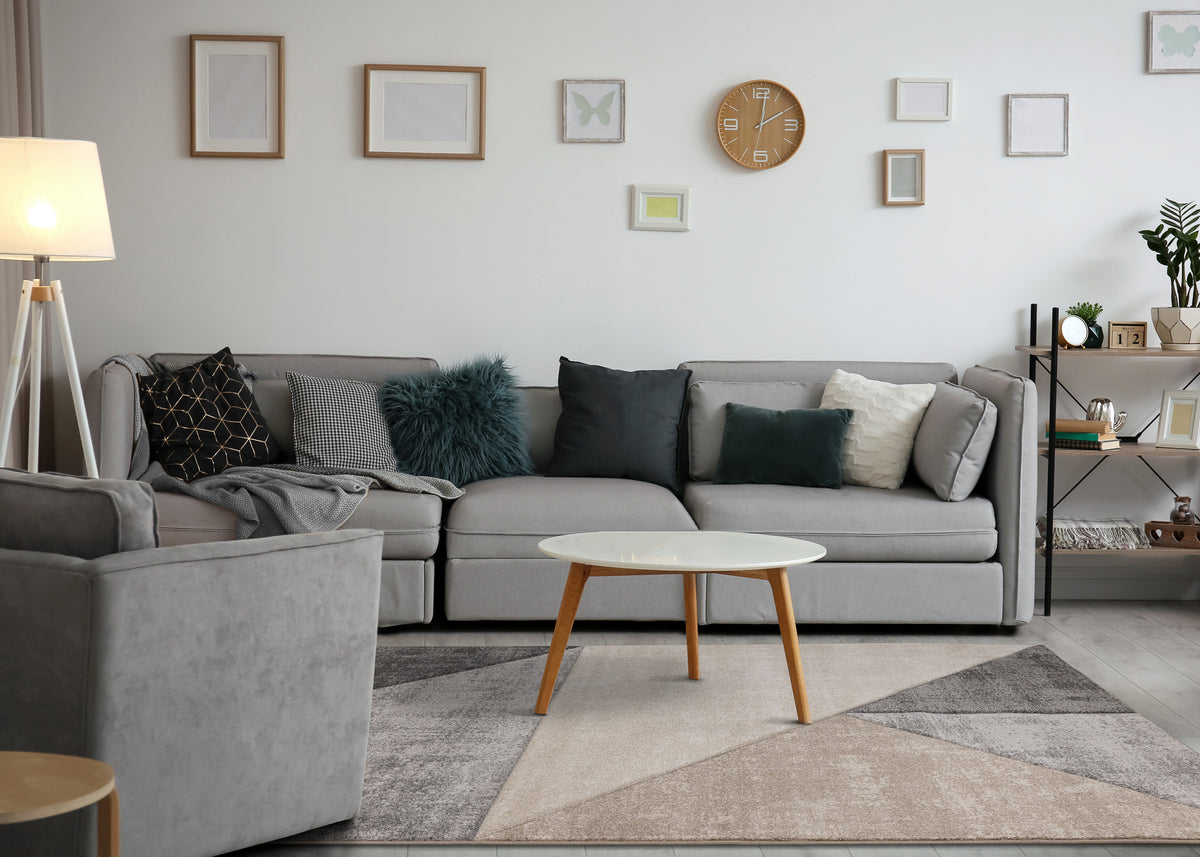Modern Distressed Geometric Grey Area Rug
