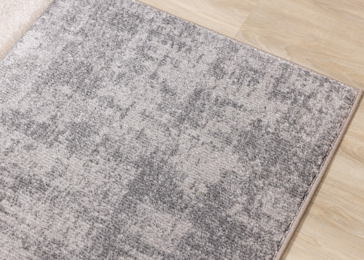 Modern Distressed Geometric Grey Area Rug