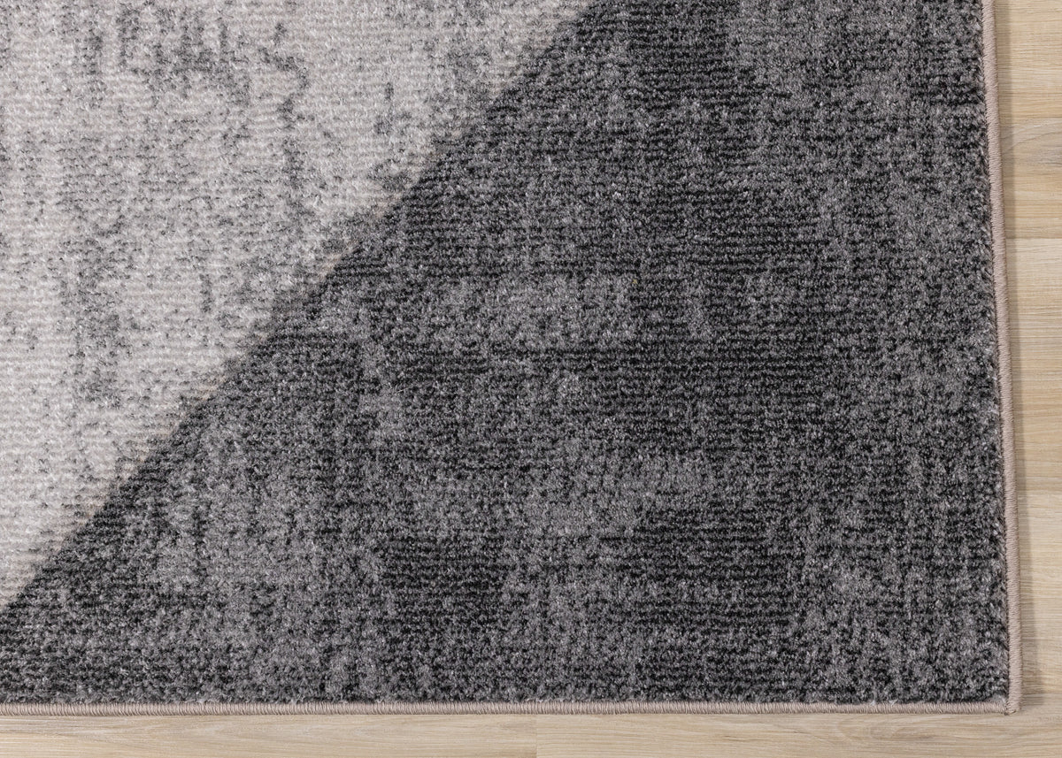 Modern Distressed Geometric Grey Area Rug