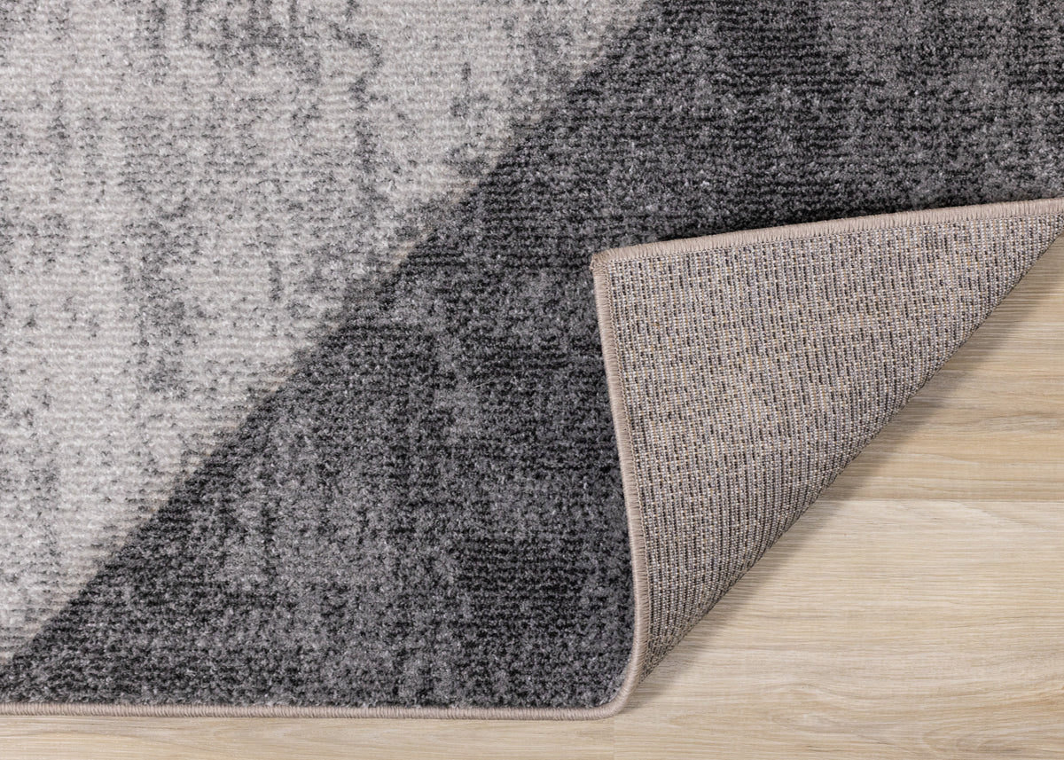 Modern Distressed Geometric Grey Area Rug