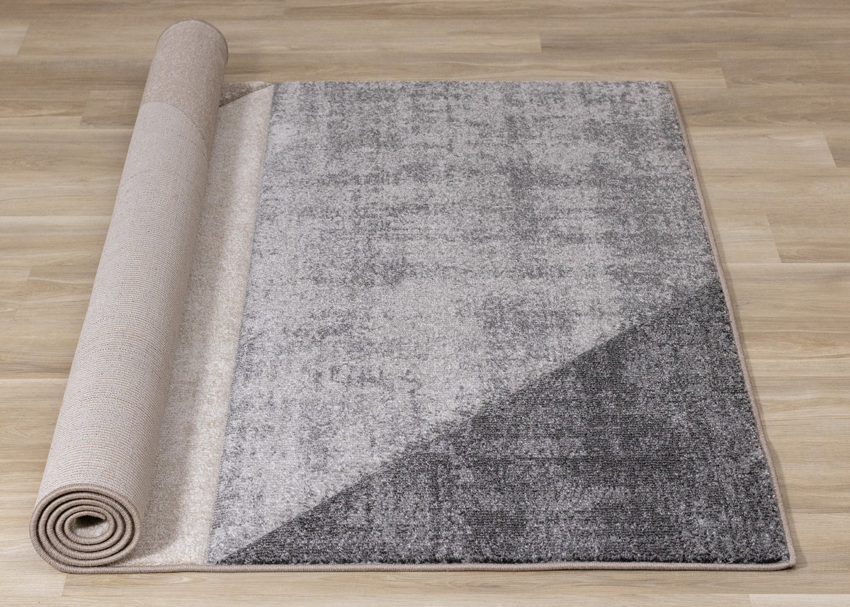 Modern Distressed Geometric Grey Area Rug