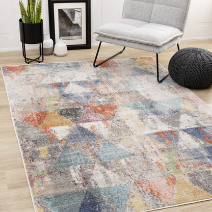 Mid-Century Geometric Rug  Indoor Area