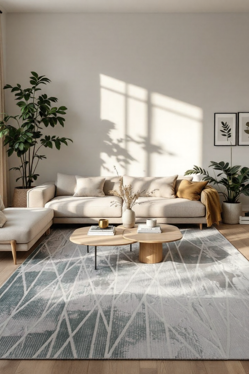 Oasis Scandinavian Abstract Grey Rug