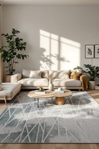 Oasis Scandinavian Abstract Grey Rug