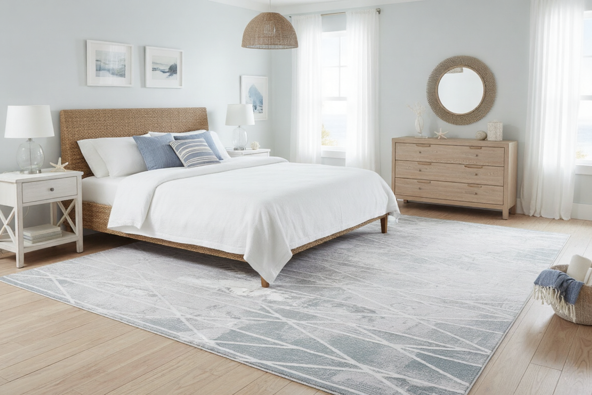 Novus Abstract Contemporary Grey and Blue Indoor Rug