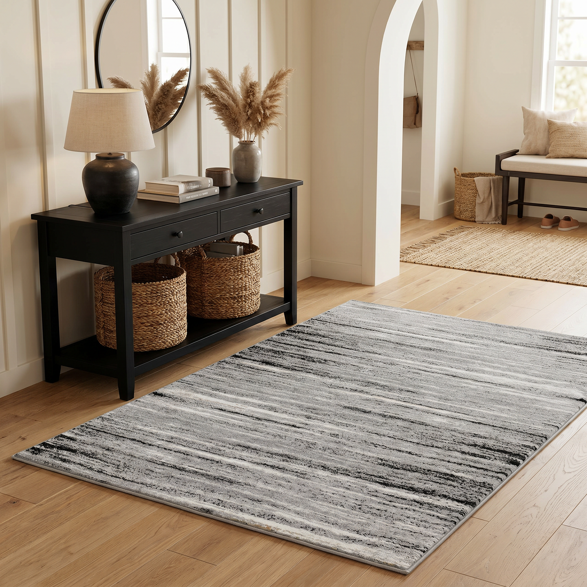 Sahra Abstract Contemporary Grey Indoor Rug