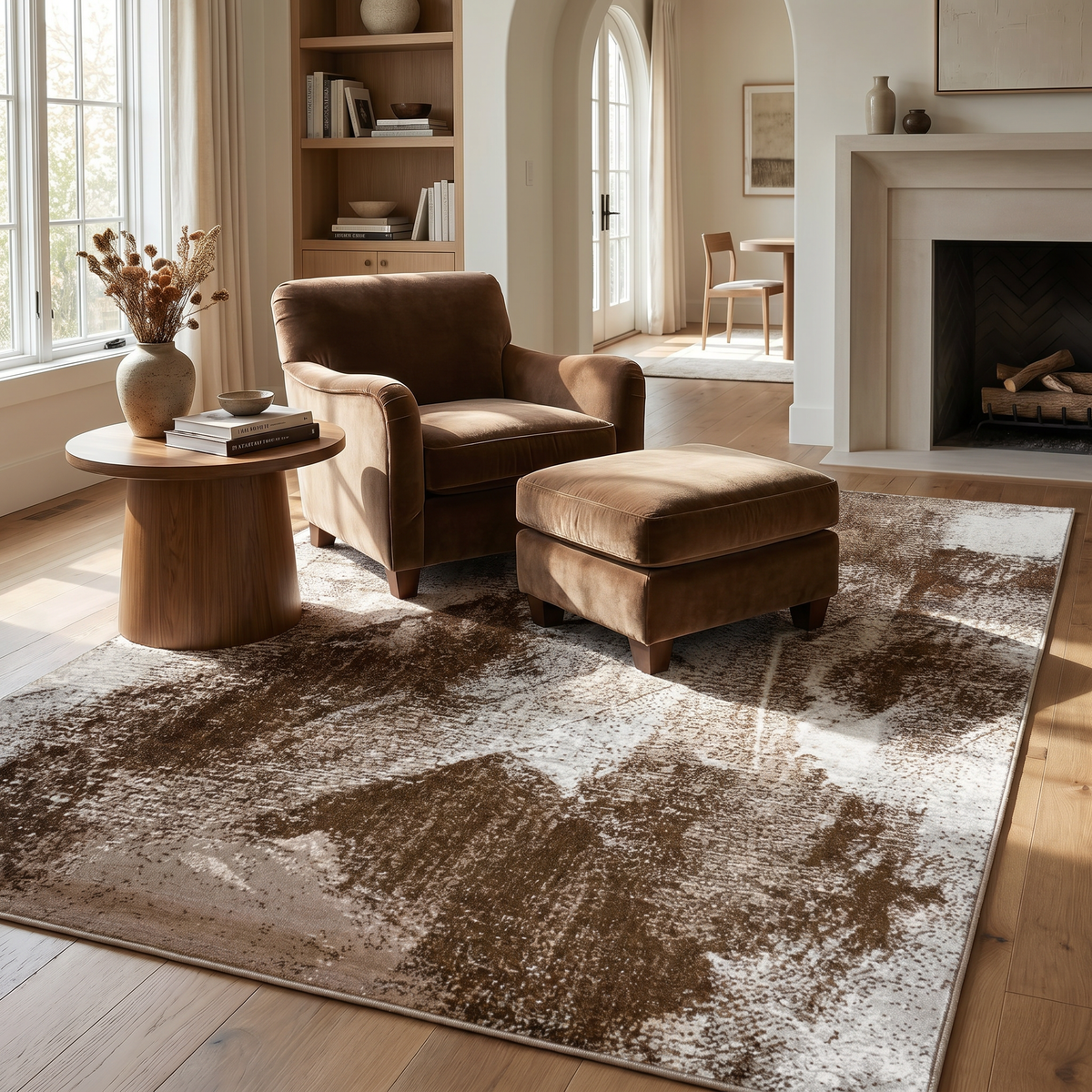 Marco Abstract Modern Brown and Beige Indoor Rug