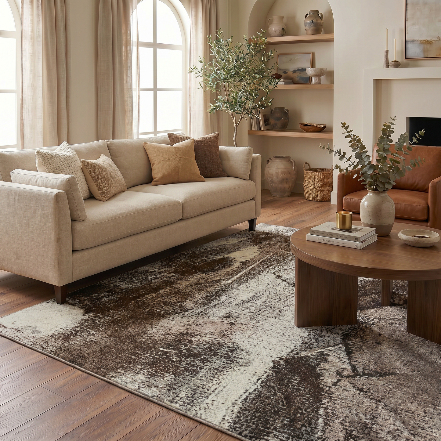 Marco Abstract Modern Brown and Beige Indoor Rug