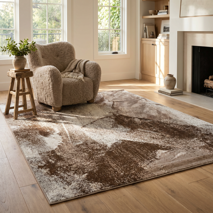 Marco Abstract Modern Brown and Beige Indoor Rug