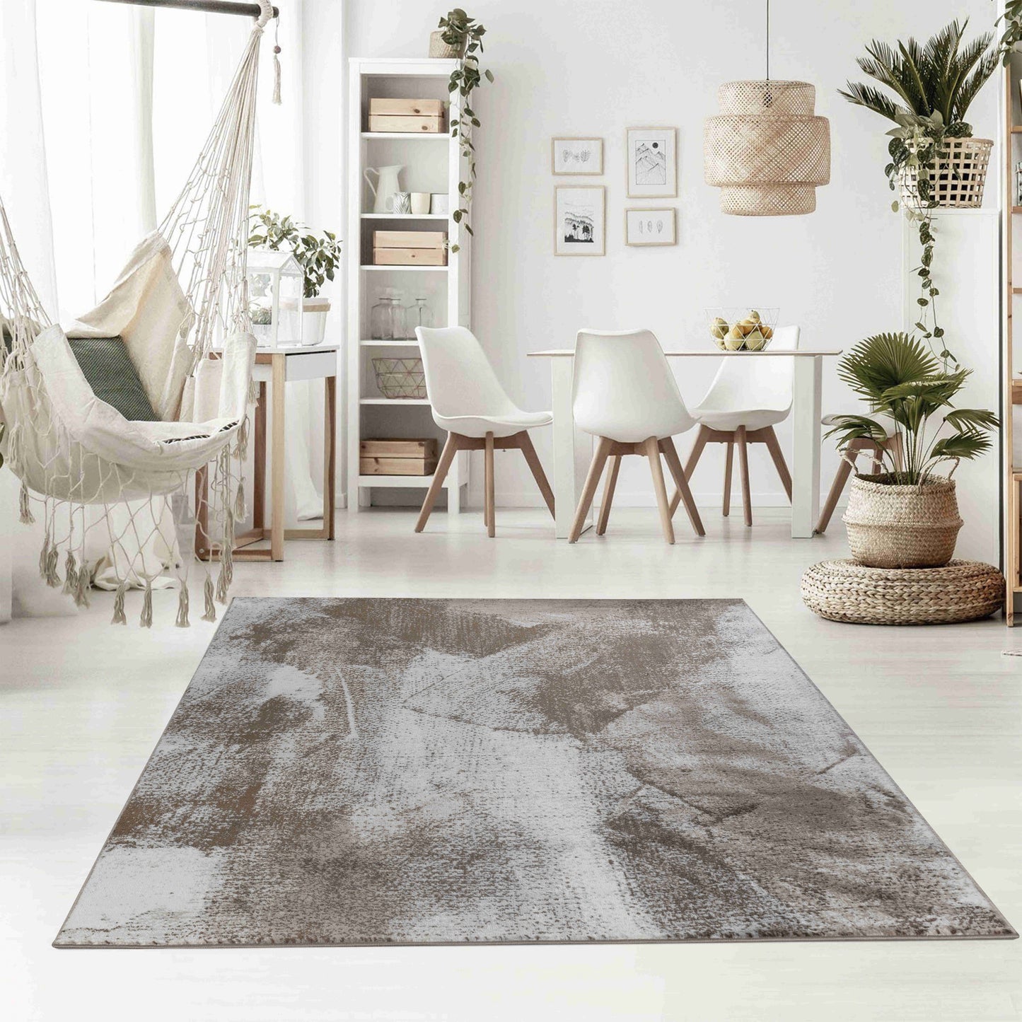 Marco Abstract Modern Brown and Beige Indoor Rug