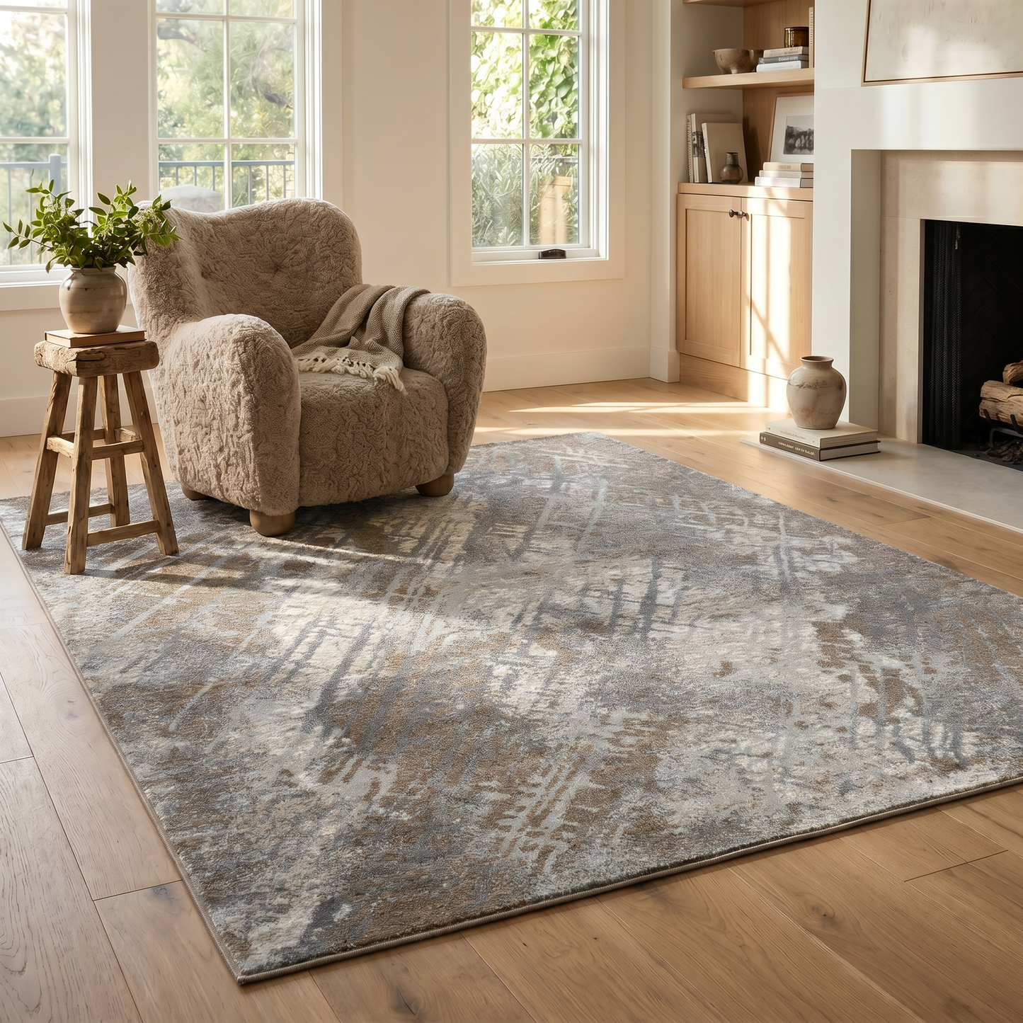 Arden Abstract Contemporary Brown and Grey Indoor Rug